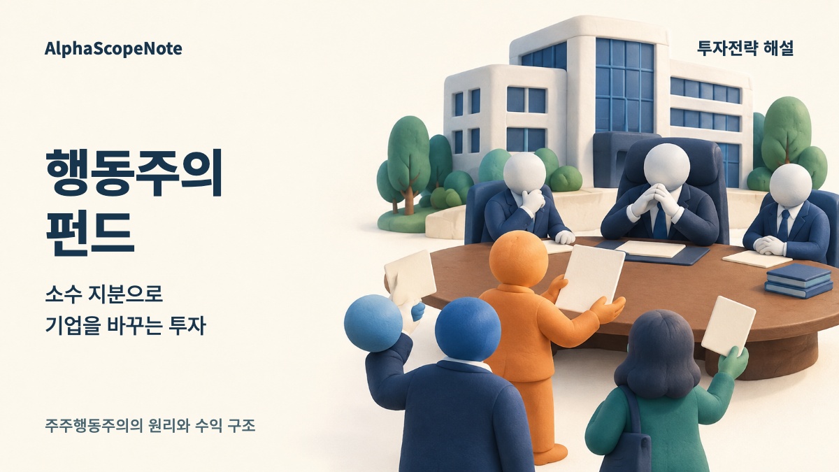회사 이사회 앞에서 소수주주가 제안서를 제시하고 다른 주주들이 표결용지를 든 행동주의 펀드의 개념 장면.